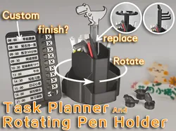 3D printer bestanden | 3MF | Rotating Pen Holder and Task Planner 旋转笔筒 计划打卡器