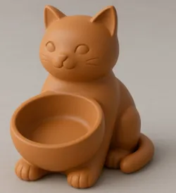 Cute Cat-Shaped Dual Bowl – 3D Printable Food/Water Dish