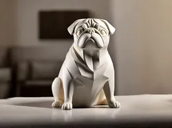 Minimalist Chubby Pug Sculpture, Chubby Pug Statue