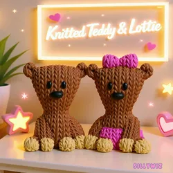Sculptures & Artworks STL Descărcare - Mr. Bean Teddy & Lottie - Knitted - Crochet - No Supports - SillyWiz