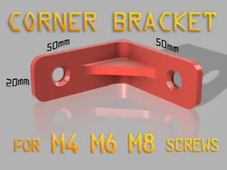 Corner bracket for M4, M6, M8 screws
