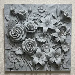 Home Decorations & Ornaments STL تنزيل - 3D Floral Wall Art Panel | Rose and Lily Flower Relief - Fluid Prints