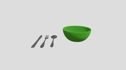 Utensils & plastic bowl
