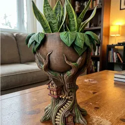 Home Decorations & Ornaments STL تنزيل - Spooky Tree House Planter | Gothic Tree Pot | Halloween - Fluid Prints