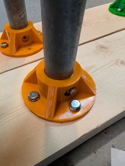 Locking Flange base for Monkey Bars using Fence Top Rail or Pipe