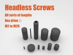 M2 - M20 Headless Hex Screws in various lengths (incl. STEP)