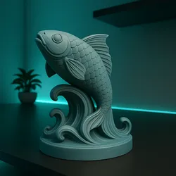 Elegant Koi Fish Statue – Flowing Wave Base