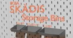 Ikea Skadis Storage Bins/containers multiple sizes ultimount connector