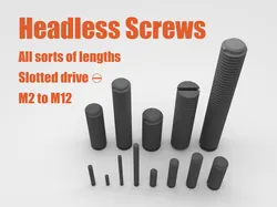 M2 - M12 Headless Slotted Screws in various lengths (incl. STEP)