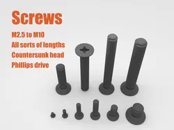 M2.5 - M10 Countersunk Screws in all sorts of lengths (incl. STEP)