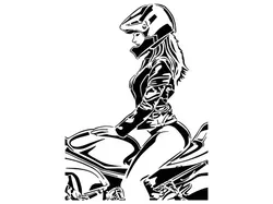 Motorcycle girl stencil
