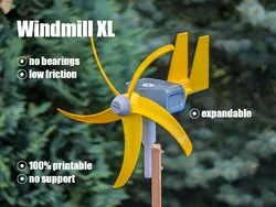 Windmill XL - 100% printable - no support - no bearings - low friction - video
