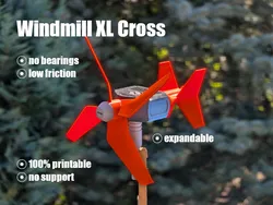 Windmill XL Cross- 100% printable - no support - no bearings - low friction - video