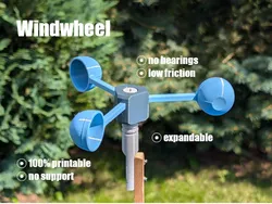 Windwheel - 100% printable - no support - no bearings - low friction - video