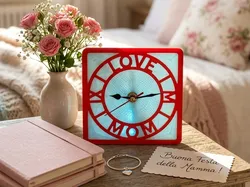 3D printer bestanden | 3MF | Mother's Day Clock - Glow in the dark - Love Mom