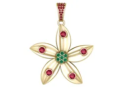 3D Printable Floral Petal Pendant Gold Flower with 3D Print Model in Pendants 632447