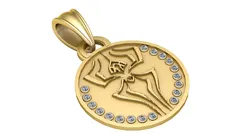 Allah Calligraphy Round Pendant with Diamond Border
