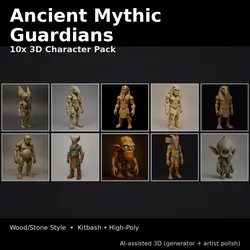 Ancient Mythic Guardians 10x High-Poly Character Pack 3D Print Model in Figurines 631607