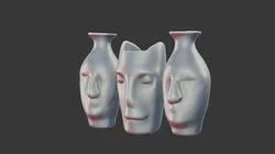 Artistic Face Sculpture Vase 3D Print Model 3D Print Model in Wallets 632709