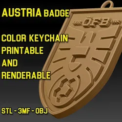 Austria Team Crest Keychain Color Printable and Renderable 3D Print Model in Keychains 632386