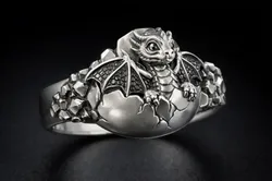 Baby Dragon Hatching Egg Ring 3D Print Model in Rings 632934