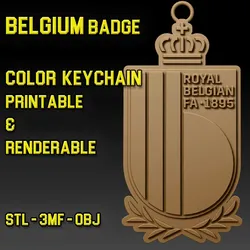 Belgium Team Crest Keychain Color Printable and Renderable 3D Print Model in Keychains 632388