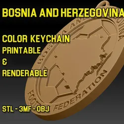 Bosnia and Herzegovina Team Crest Keychain Color Printable and Renderable 3D Print Model in Keychains 632389