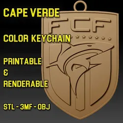 Cape Verdean Team Crest Keychain Color Printable and Renderable 3D Print Model in Keychains 632393