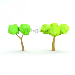 Cartoon low poly trees