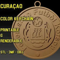 Curacao Team Crest Keychain Color Printable and Renderable 3D Print Model in Keychains 632400