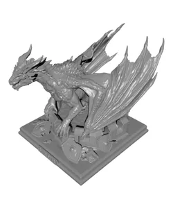 Dragon on Ruined Castle Diorama Sculpture | 3D Printing STL Model Files