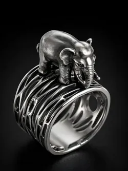 Elephant Safari Band Ring 3D Print Model in Rings 632919