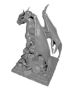 Epic Dragon on Ruined Castle - Fantasy Dragon Statue