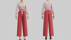 Floral Crop Blouse and Wide Leg Palazzo Pants 2 Piece Outfit