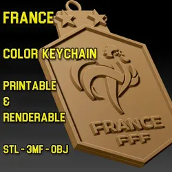 France Team Crest Keychain Color Printable and Renderable 3D Print Model in Keychains 632404