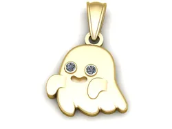 Friendly Ghost Chibi Pendant Iced-Out Spooky Cute Jewelry Design