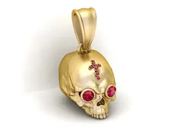 Gold Skull Pendant with Jesus Pendant 3D Printable Model 3D Print Model in Pendants 632703