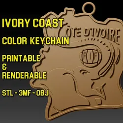 Ivorian Team Crest Keychain Color Printable and Renderable 3D Print Model in Keychains 632409