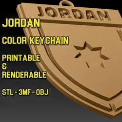 Jordania Team Crest Keychain Color Printable and Renderable 3D Print Model in Keychains 632411