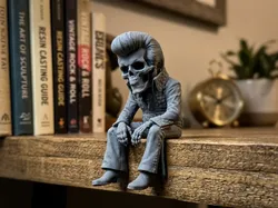 Ledge SkulZ - Edge Sitting Elvis Bonesley Skull! - Free 3D Print Model