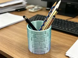 Minimalist Brick Texture Pen Holder - Free 3D Print Model