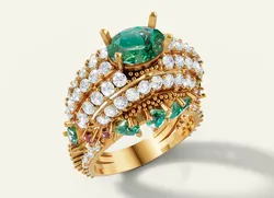 Multi-Stone Statement Ring Customizable 3D Print Model in Rings 631457