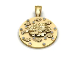 Oak Leaf Medallion Pendant with Diamond Accents
