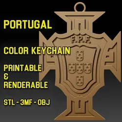 Portugal Team Crest Keychain Color Printable and Renderable 3D Print Model in Keychains 632417
