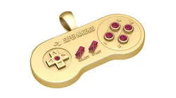 Retro Gaming Controller Gold Pendant Classic Console Inspired