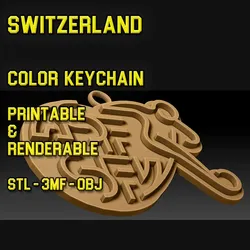 Swiss Football Association Team Crest Keychain Color Printable and Renderable 3D Print Model in Keychains 632422