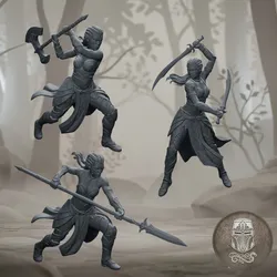 Wildwood Elf Berserkers – 3 Savage Forest Warriors | 32mm Fantasy Wargame Miniatures