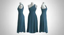 Woman Dress 2 Bright Blue Jean Fabric