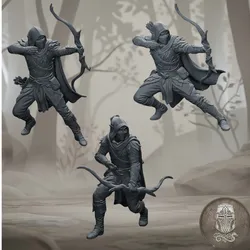 Wood Elf Archers – 3 Forest Rangers with Bows | 32mm Fantasy Wargame Miniatures
