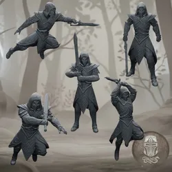 Wood Elf Mask Wardens – 5 Forest Warriors with Wooden Masks | 32mm Fantasy Wargame Unit